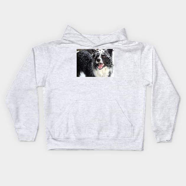 Border Collie in the Snow Kids Hoodie by Furtographic